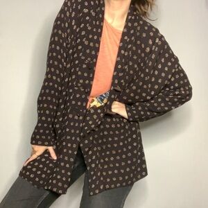90S Rayon Floral Indonesian Cardigan Jacket M